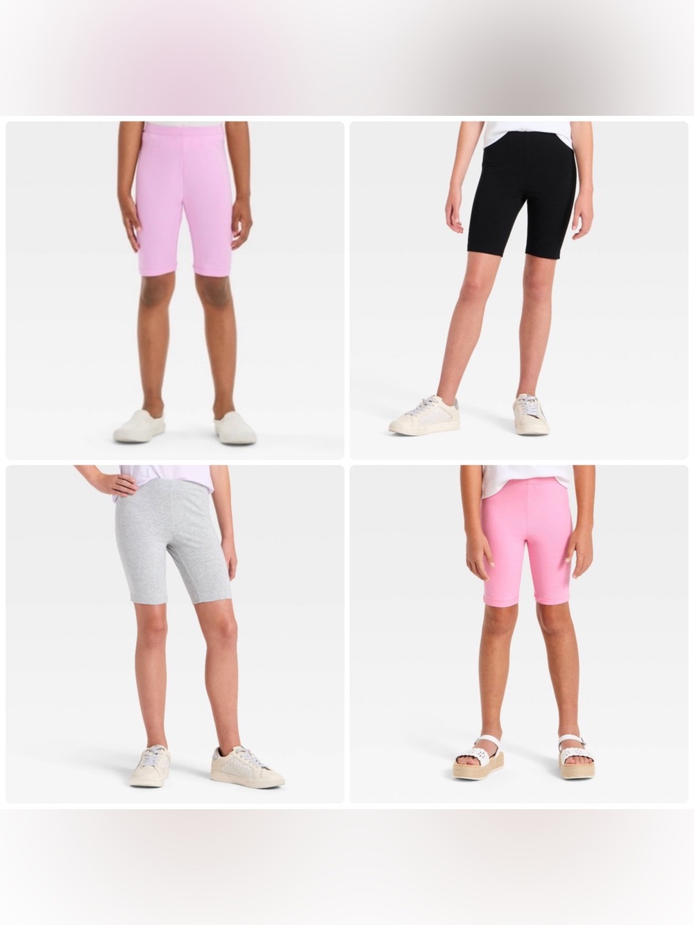 Cat & Jack Girls' Bike Shorts 4pk - Lavender, Black, Gray, & Pink in Sz XS (4/5)